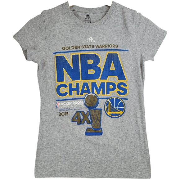 adidas Tops - Adidas Golden State Warriors NBA Champs 2015 Graphic T Shirt Womens Medium Gray